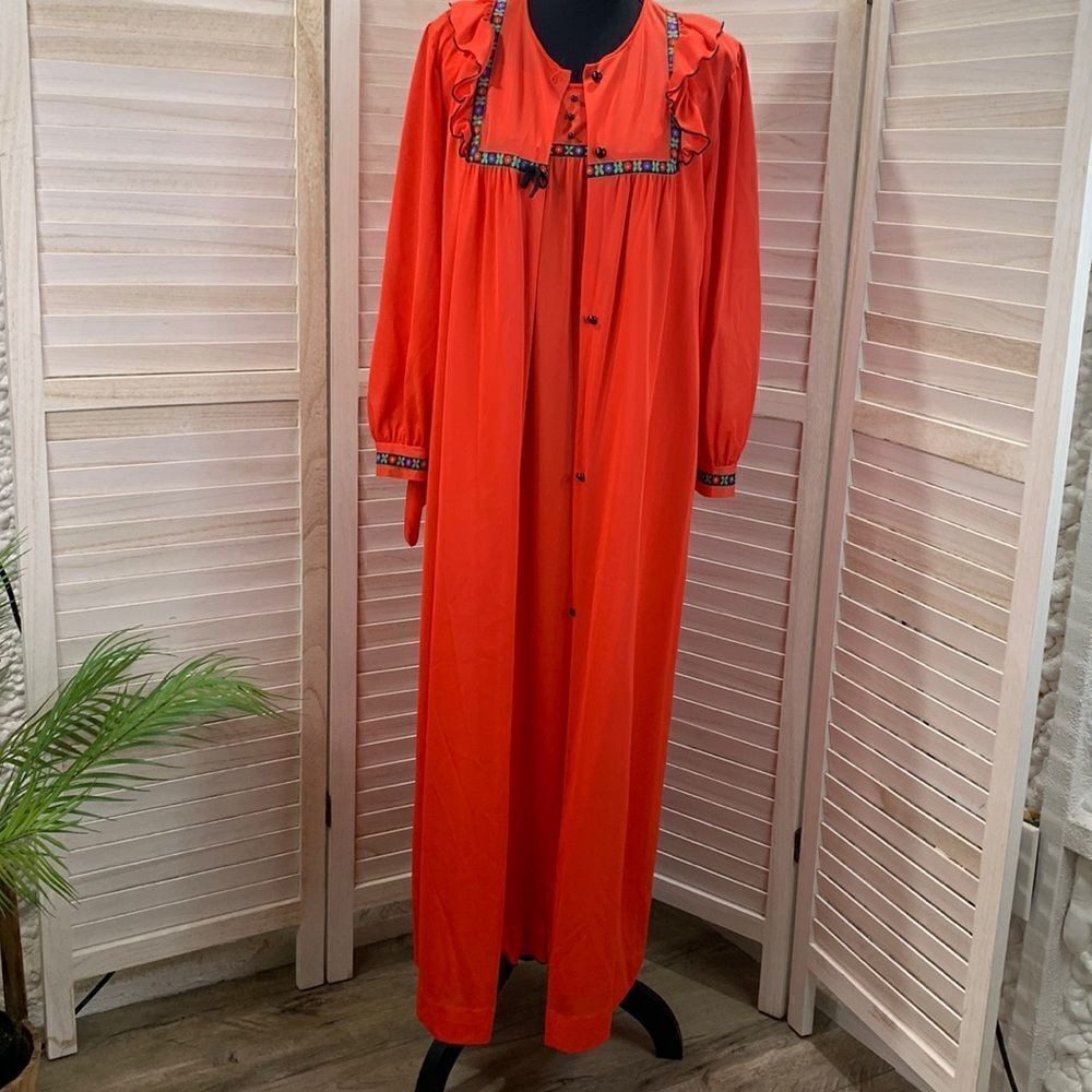 Lorraine Vintage 2-pc Nightgown & Robe Housedress Set Medium